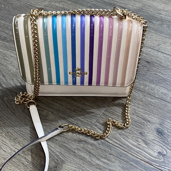 Coach Handbags - Coach Striped Crossbody Bag with Gold Chain